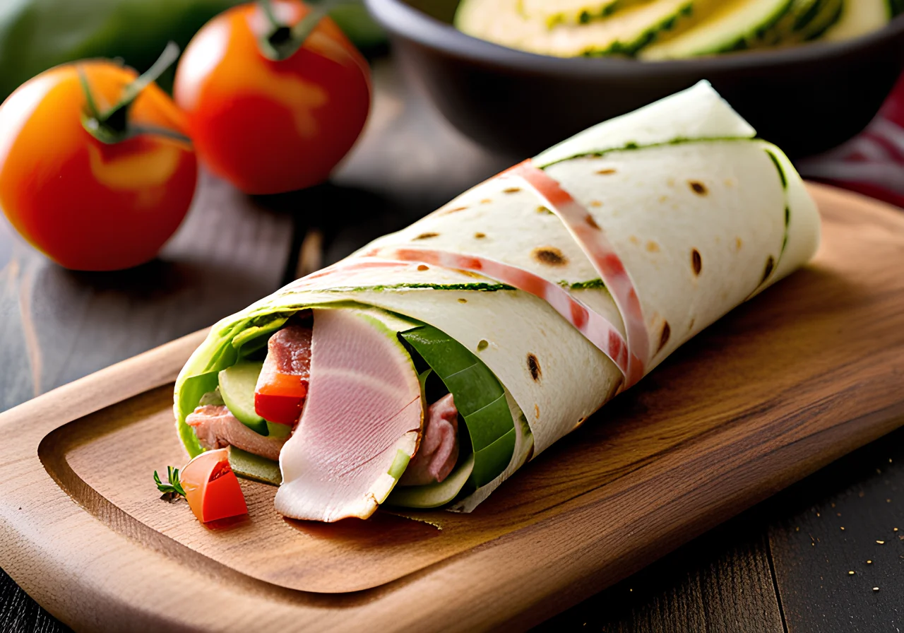 Whole Wheat Wraps with Ham and Vegetables