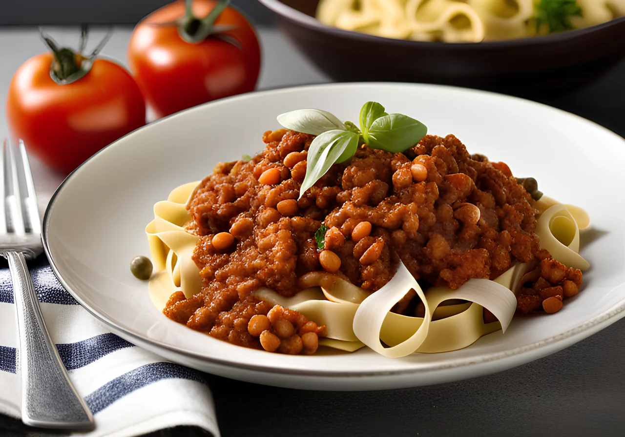 Lentil Bolognese with Tagliatelle