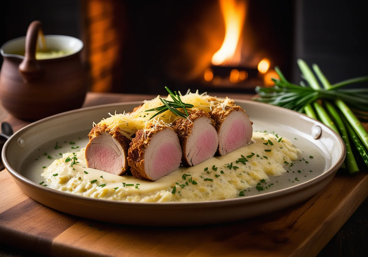 Pork Roast Leek Gratin with Cheese