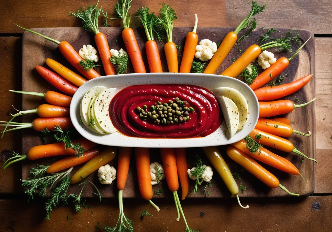 Raw Vegetables with Spicy Dip