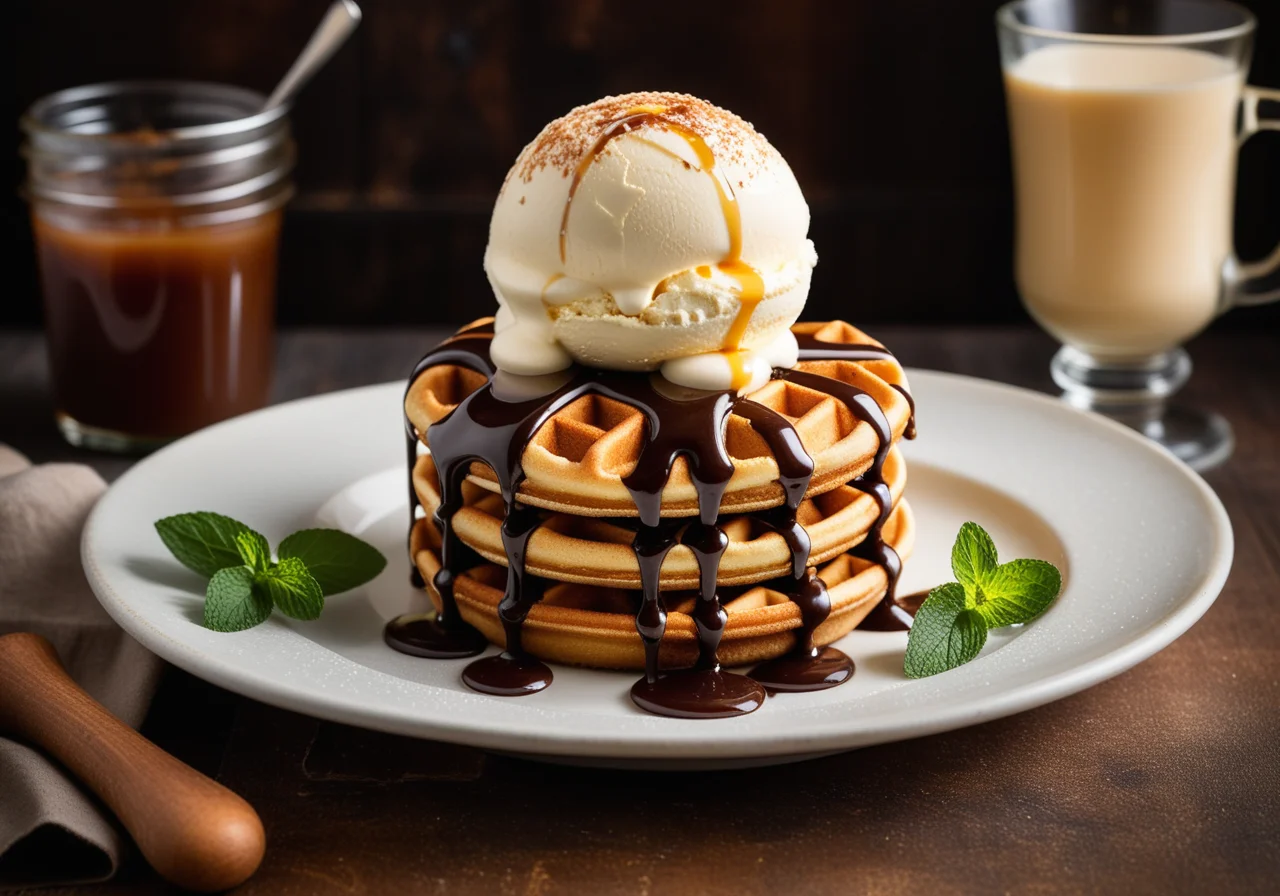 Waffle Burger with Eggnog Vanilla Ice Cream