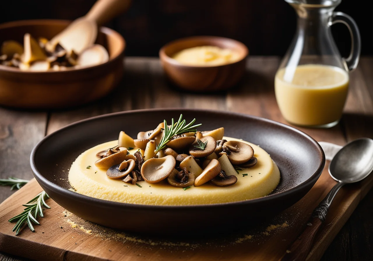 Pan‑fried Oyster Mushrooms on Polenta