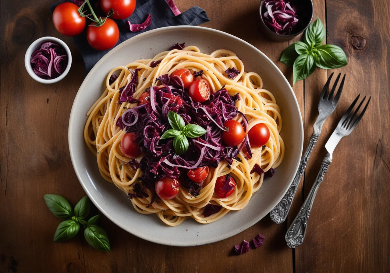 Spaghetti with Tomatoes and Radicchio