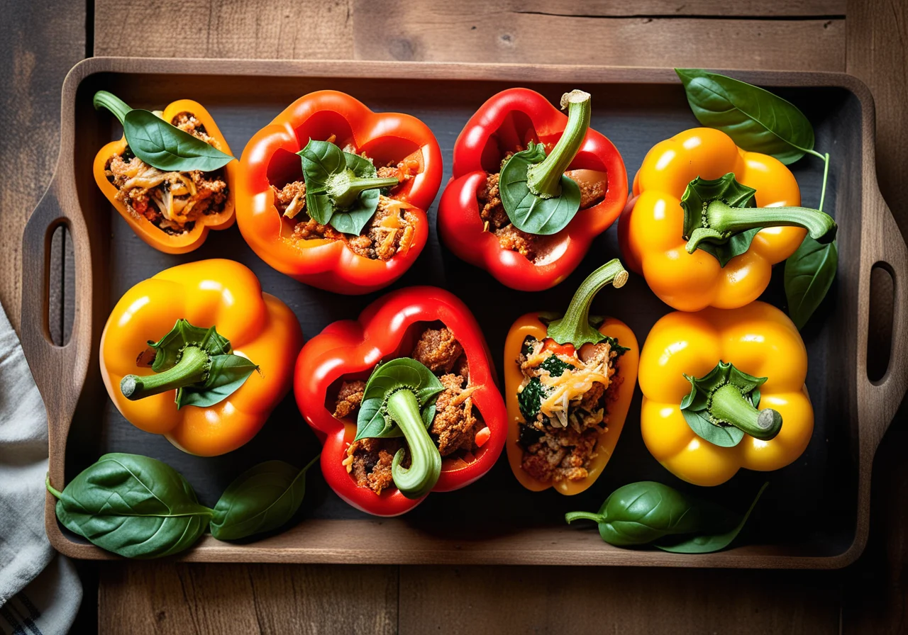 Bell Peppers Stuffed with Turkey and Rice