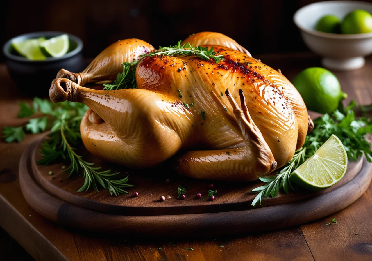 Roasted Chicken with Filling and Lime