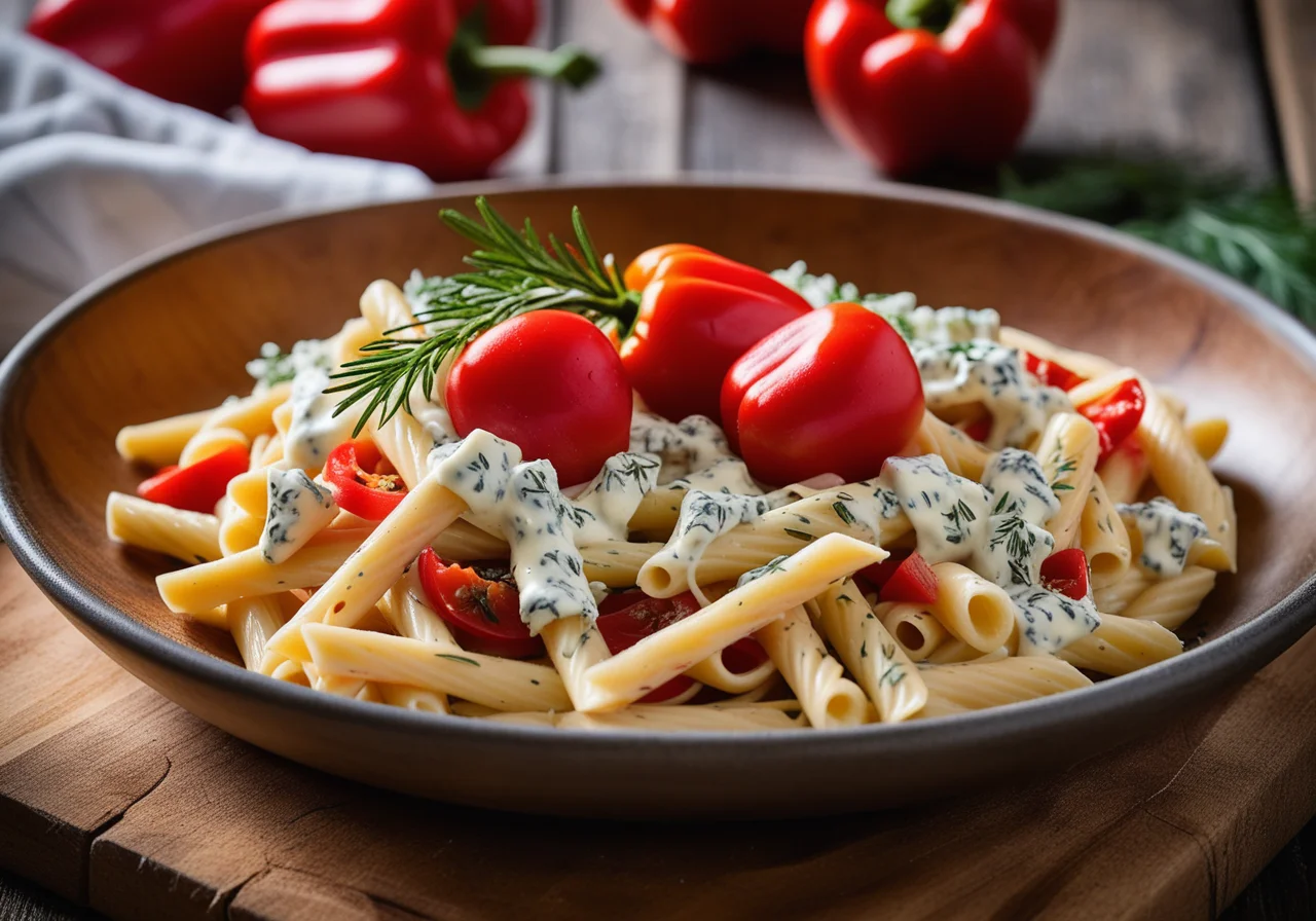 Pasta with Blue Cheese and Bell Pepper