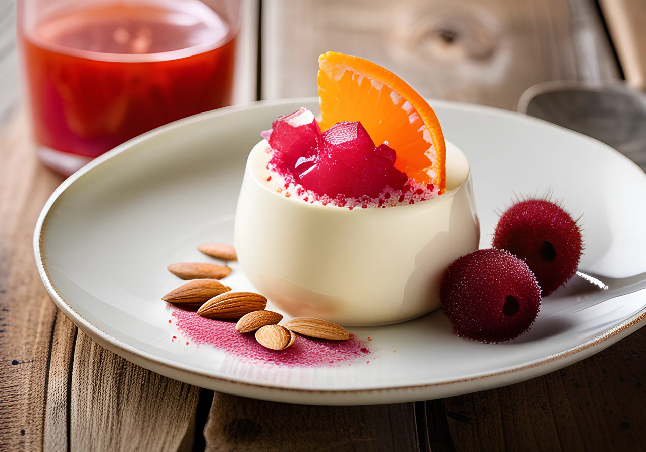 Yogurt-Cream Mousse with Rhubarb-Orange Granita