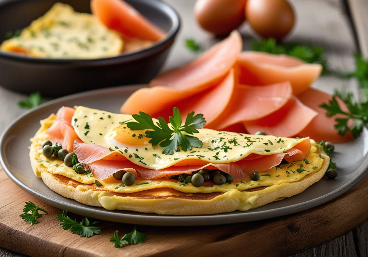 Omelette with Salmon and Capers