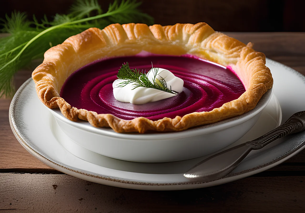 Beetroot Soup with Puff Pastry Crust