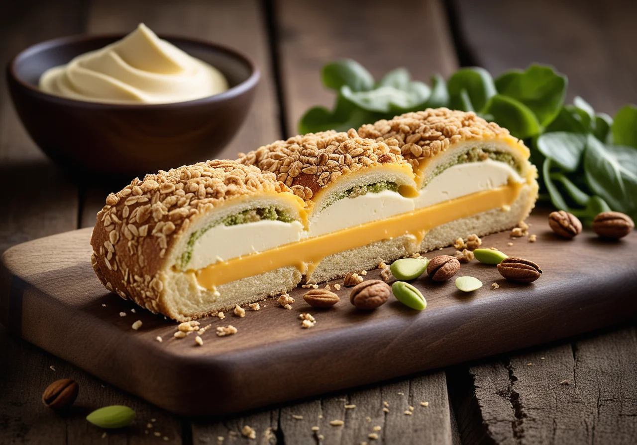 Cheddar Quark Roll in Walnut Crust