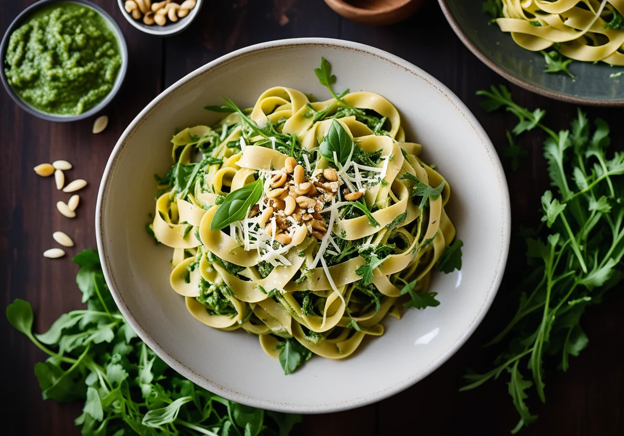 Pasta with arugula pesto