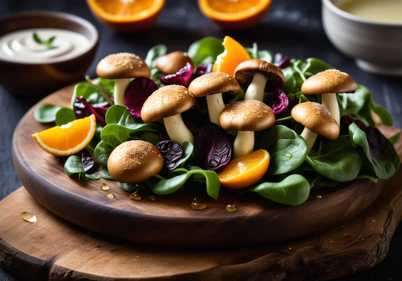 Baked Mushrooms with Salad