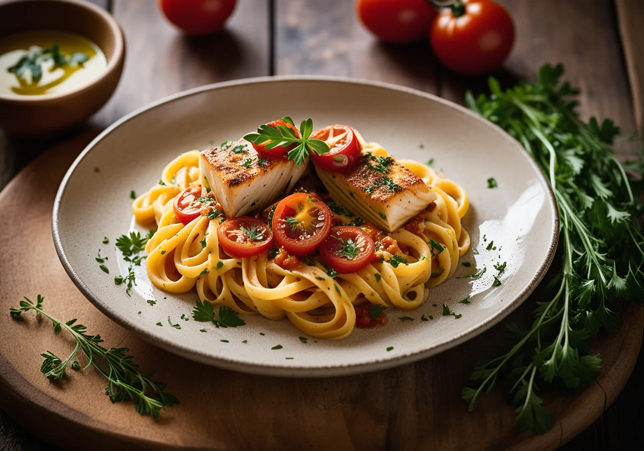 Saffron Pasta with Sole