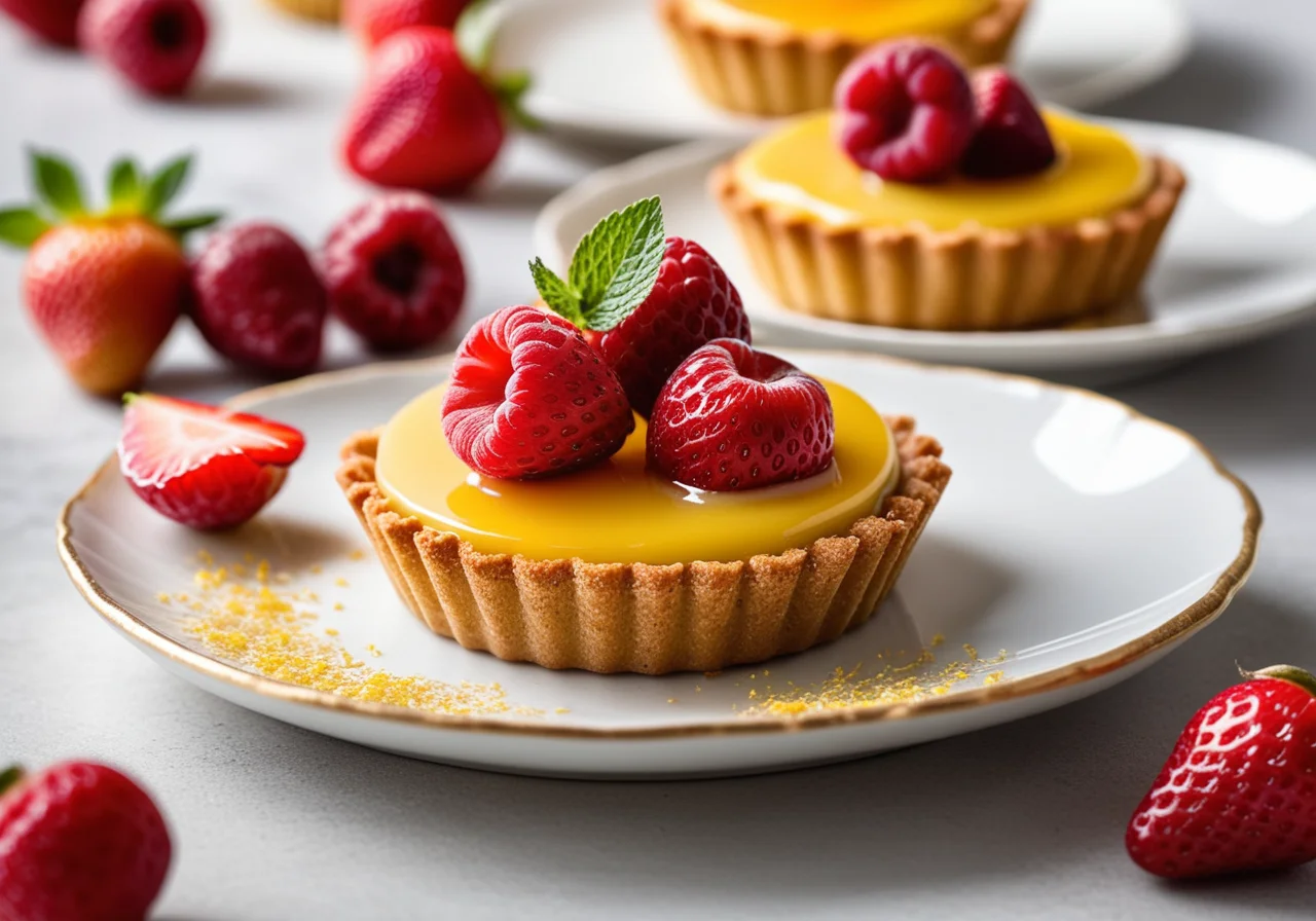 Ginger Lemon Tartlets with Strawberry Tat