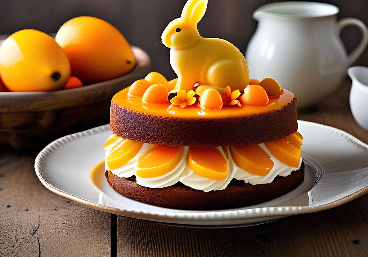 Easter Cake with Mango and Sugar Eggs