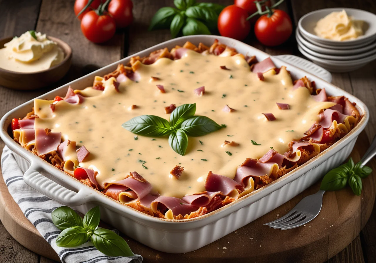 Pasta Bake with Ham and Tomatoes