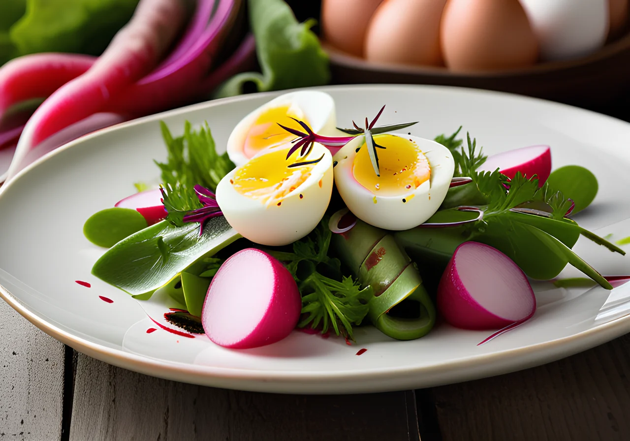 Radish Salad with Green Asparagus and Egg