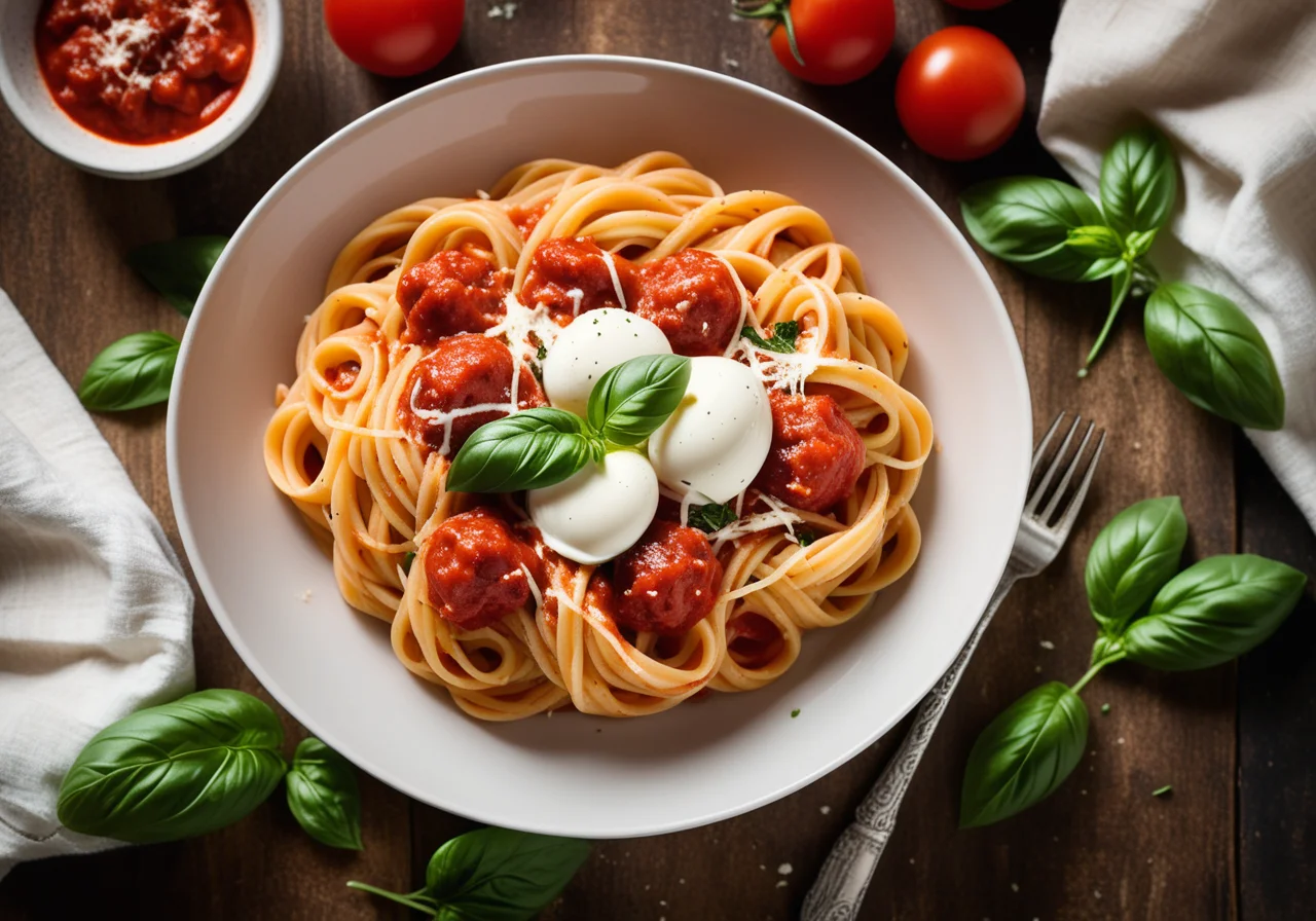 Pasta with Tomatoes and Mozzarella