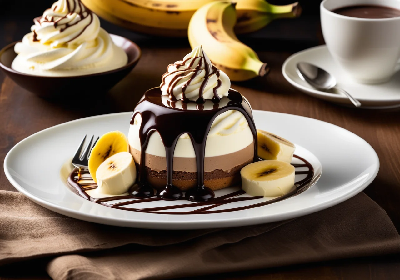 Chocolate Banana Dessert with Vanilla Ice Cream