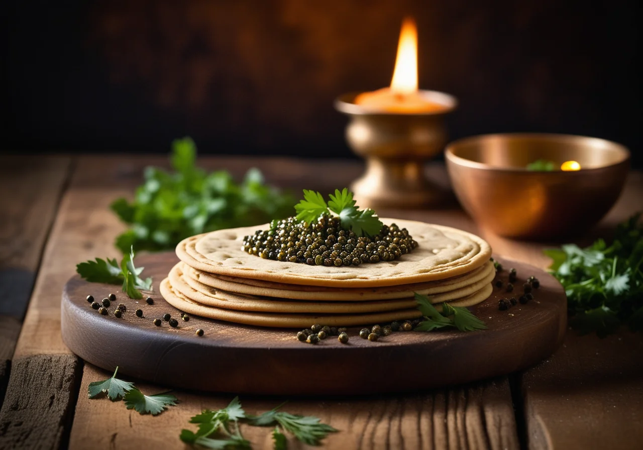 Indian Flatbread (Papadams) with Caviar