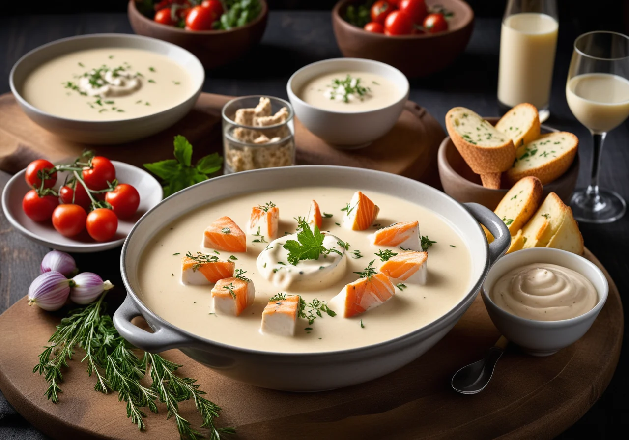 Fish Fondue with Dips