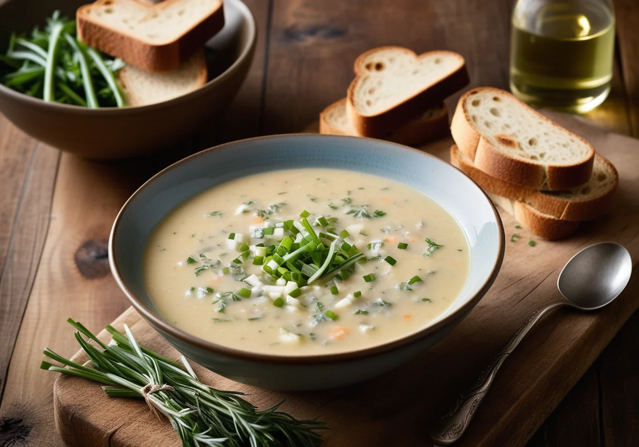 Vegetable Soup with Toasted Bread