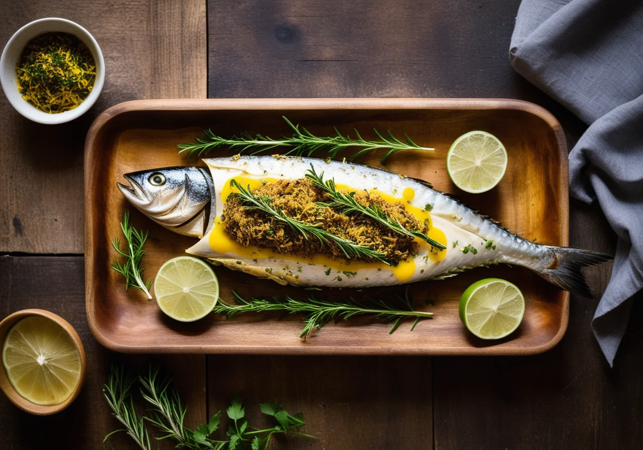 Saffron‑Herb Stuffed Mackerel