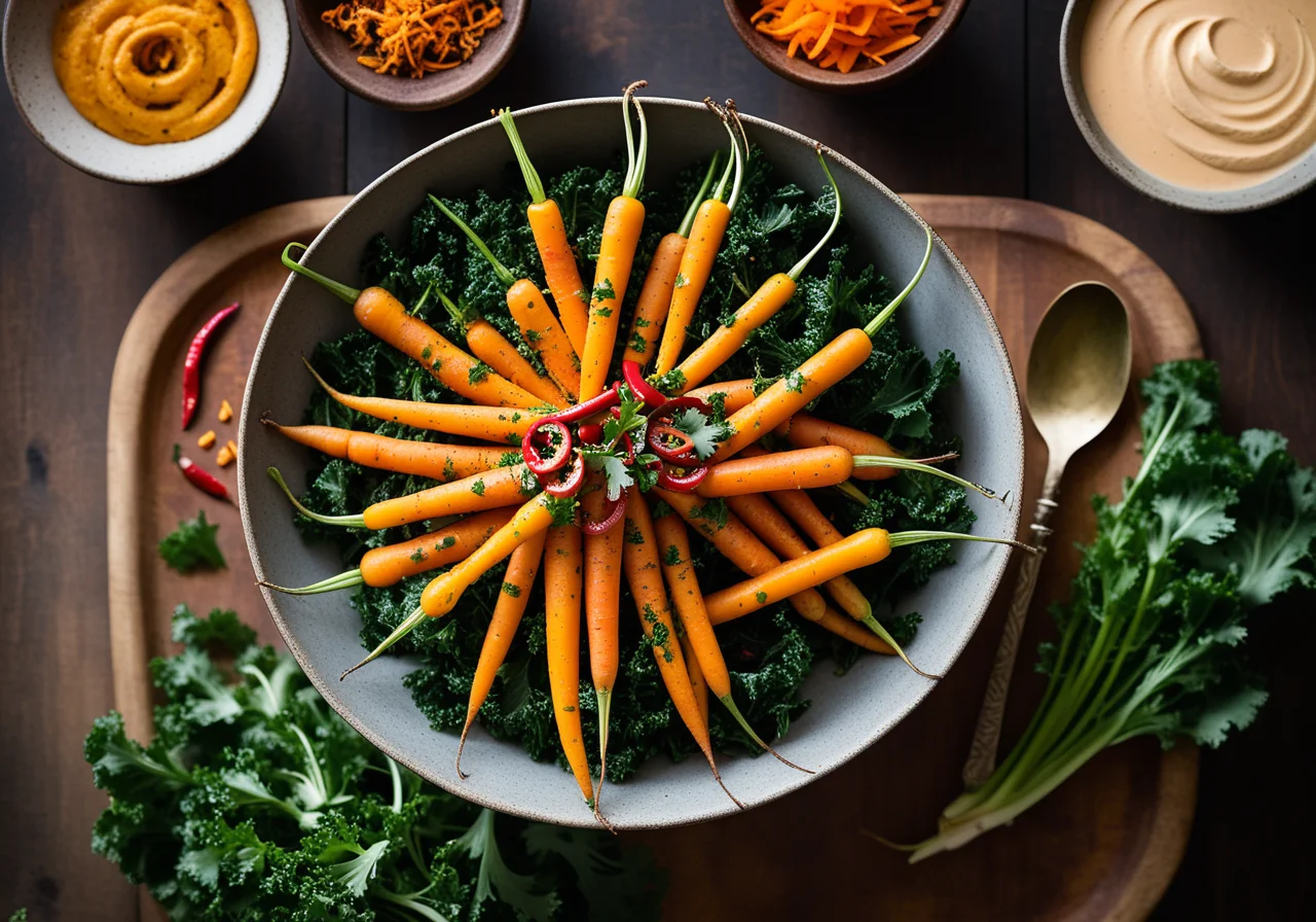 Indisch gewürzte Möhren auf Grünkohl