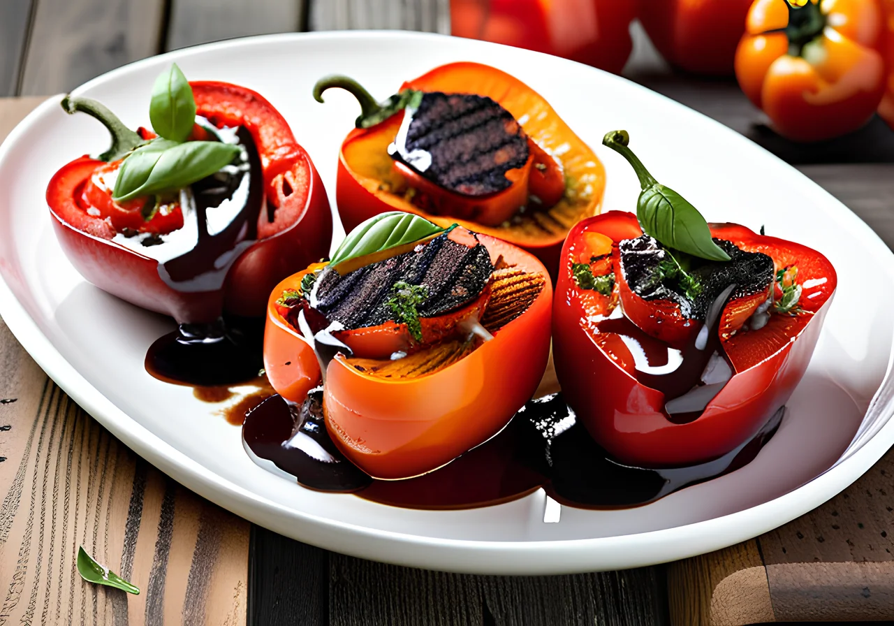 Grilled Bell Peppers with Tomato Filling