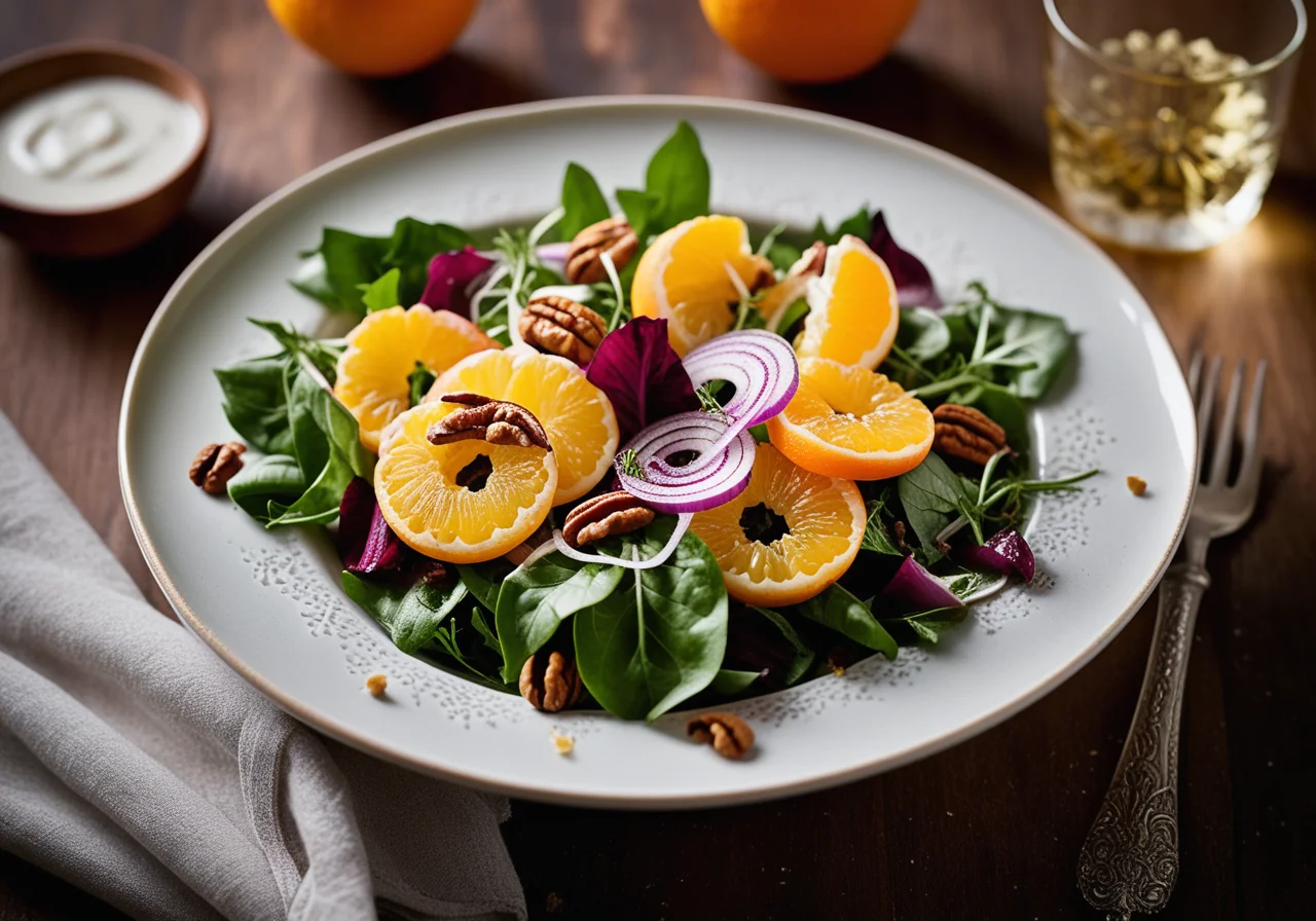 Winter Salad with Oranges and Roquefort Dressing