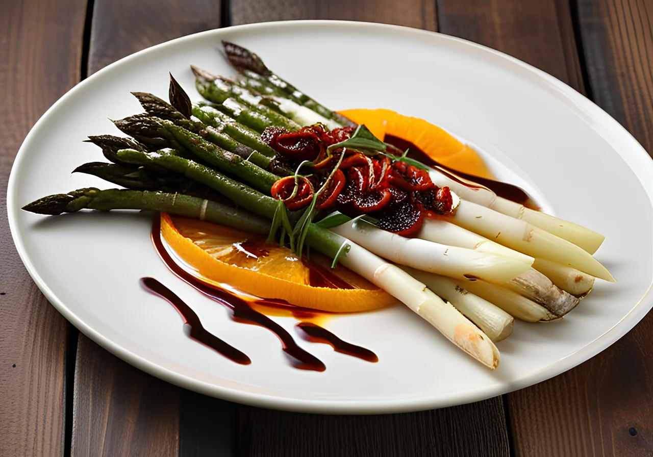 Roasted Asparagus Sticks with Sun-Dried Tomatoes and Arugula