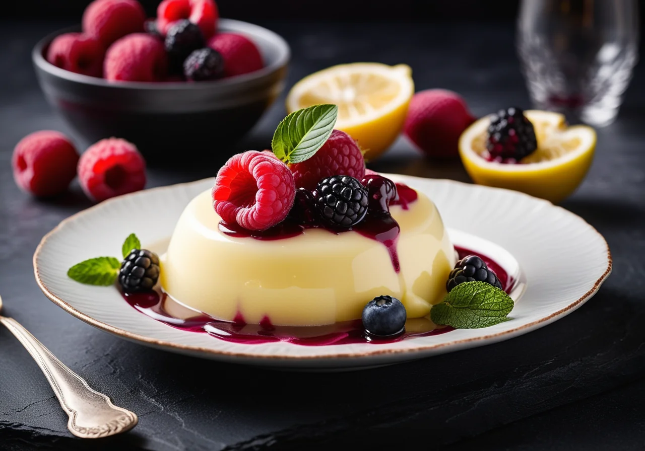 Lemon Sorbet with Berry Soup
