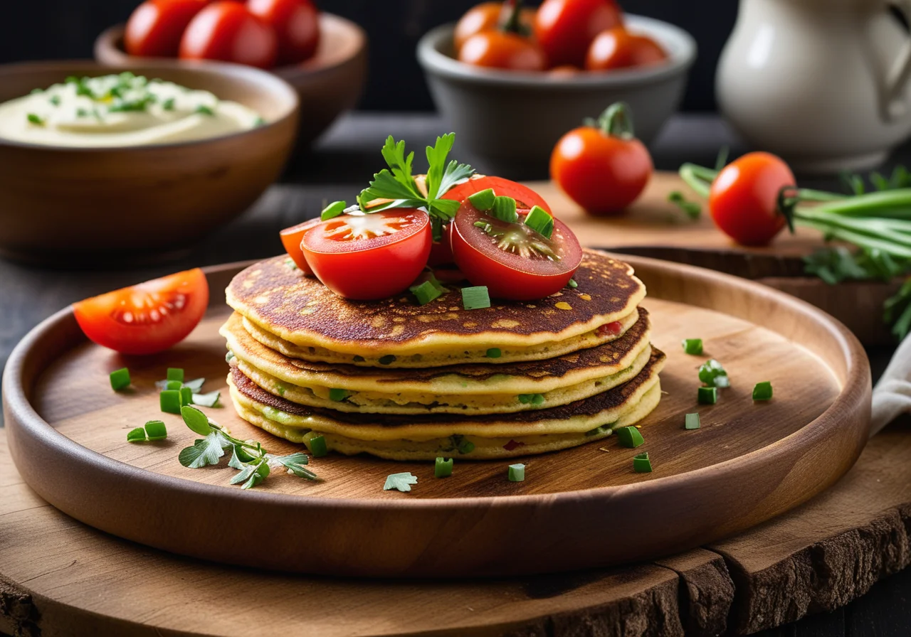 Corn Pancakes with Lamb-vegetable Filling and Salad