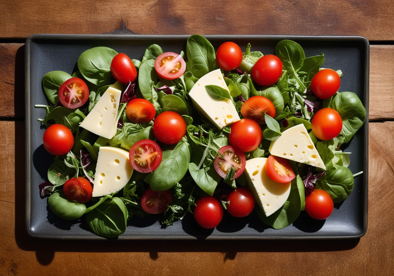 Green Salad with Cheese and Tomatoes