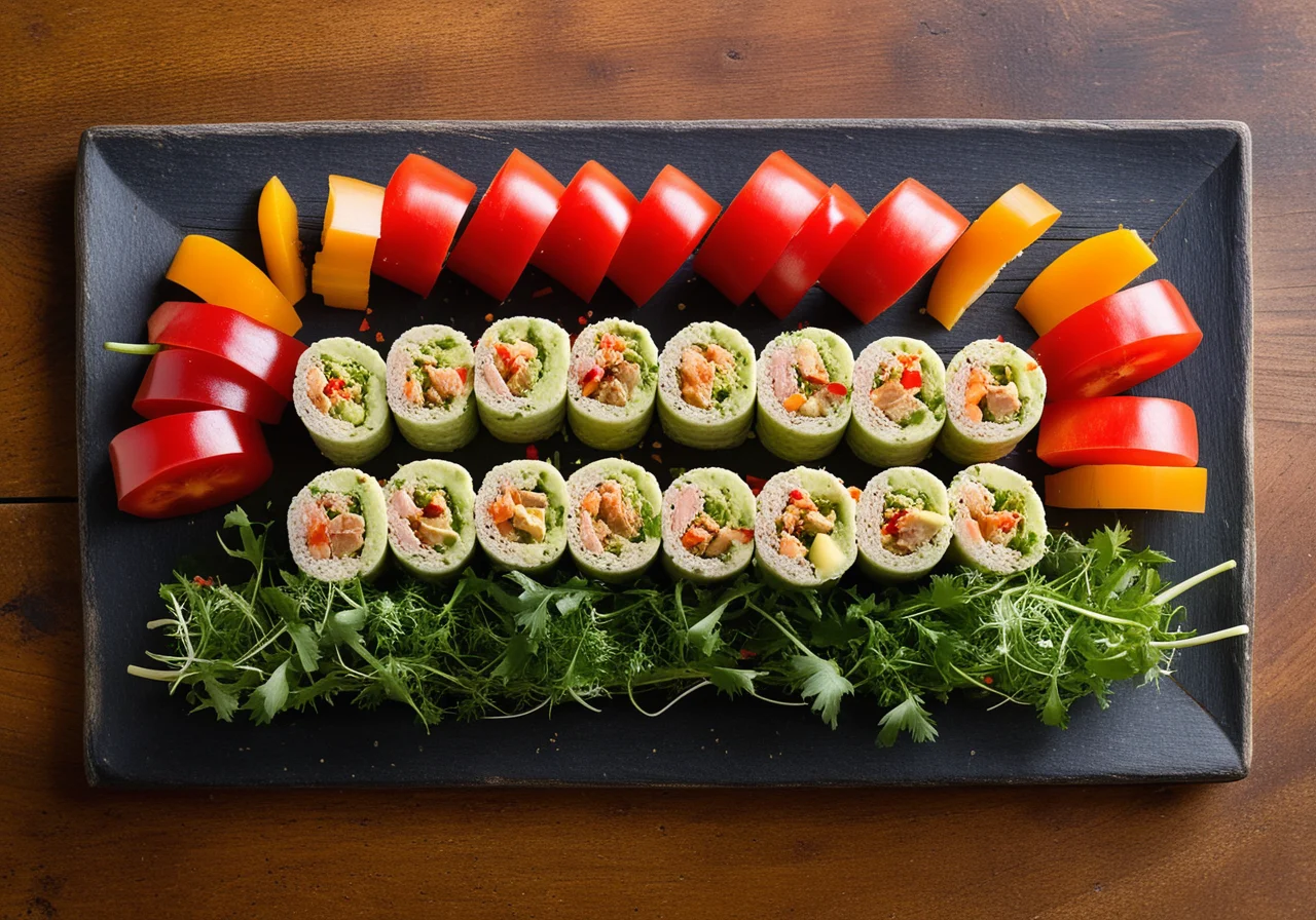 Salad with Fish Rolls
