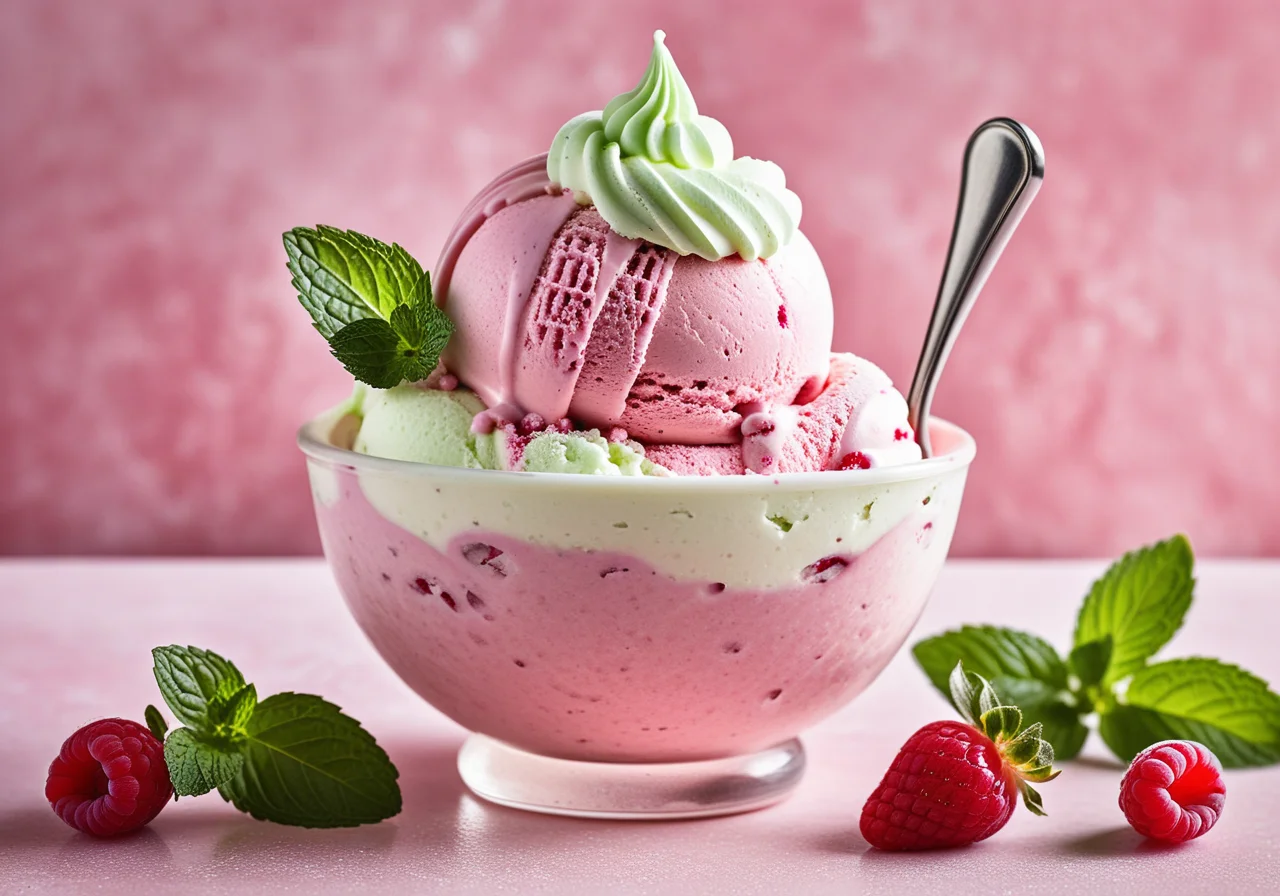 Berry Ice Cream with Cream