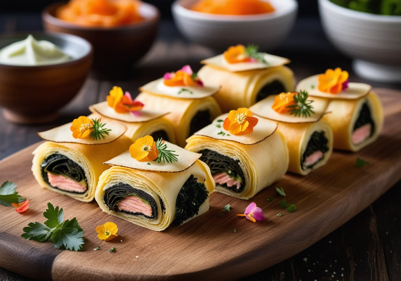 Crepe Sushi with Salmon