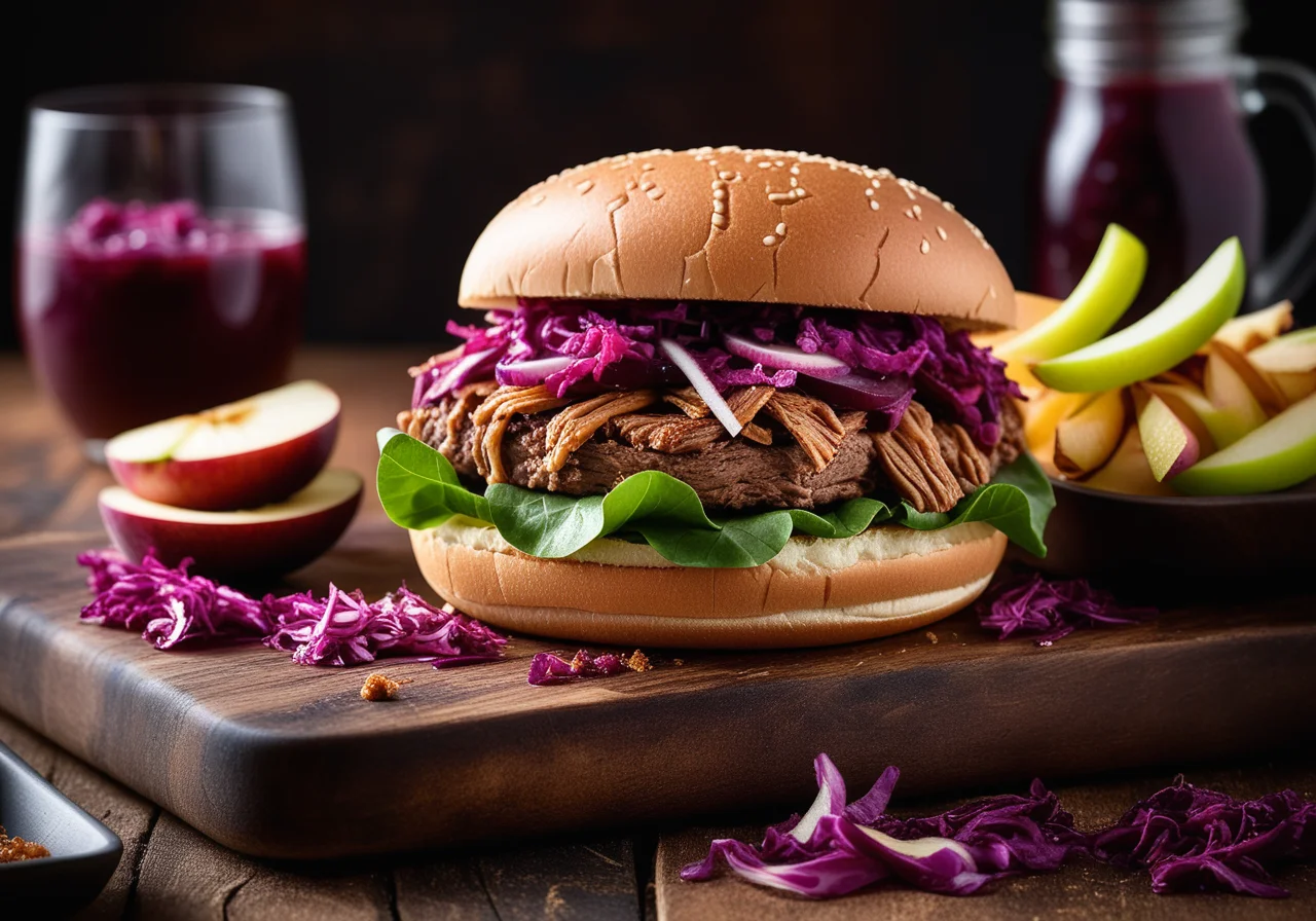 Pulled Pork Burger with Cabbage Salad