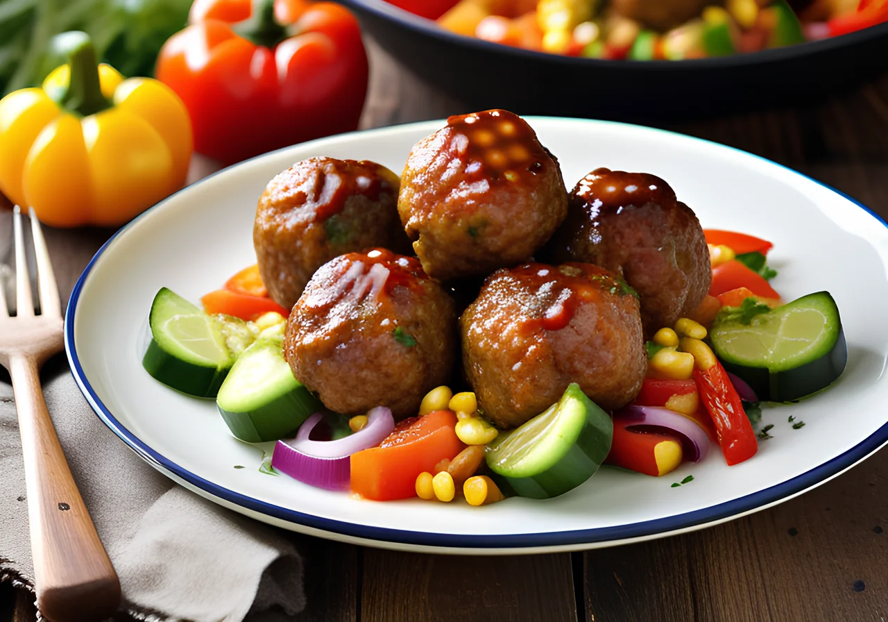 Meatballs with Vegetable Salad
