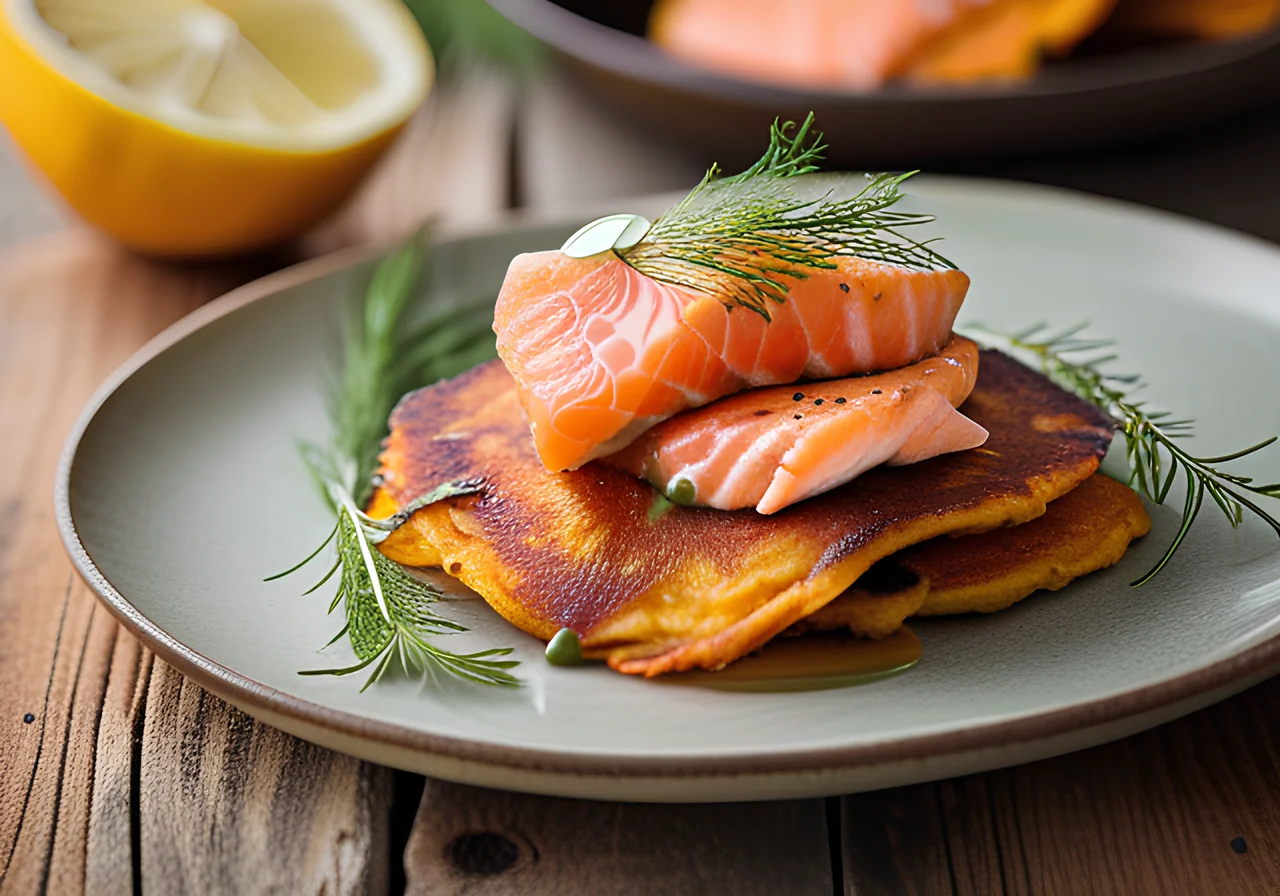 Sweet Potato Pancakes with Salmon
