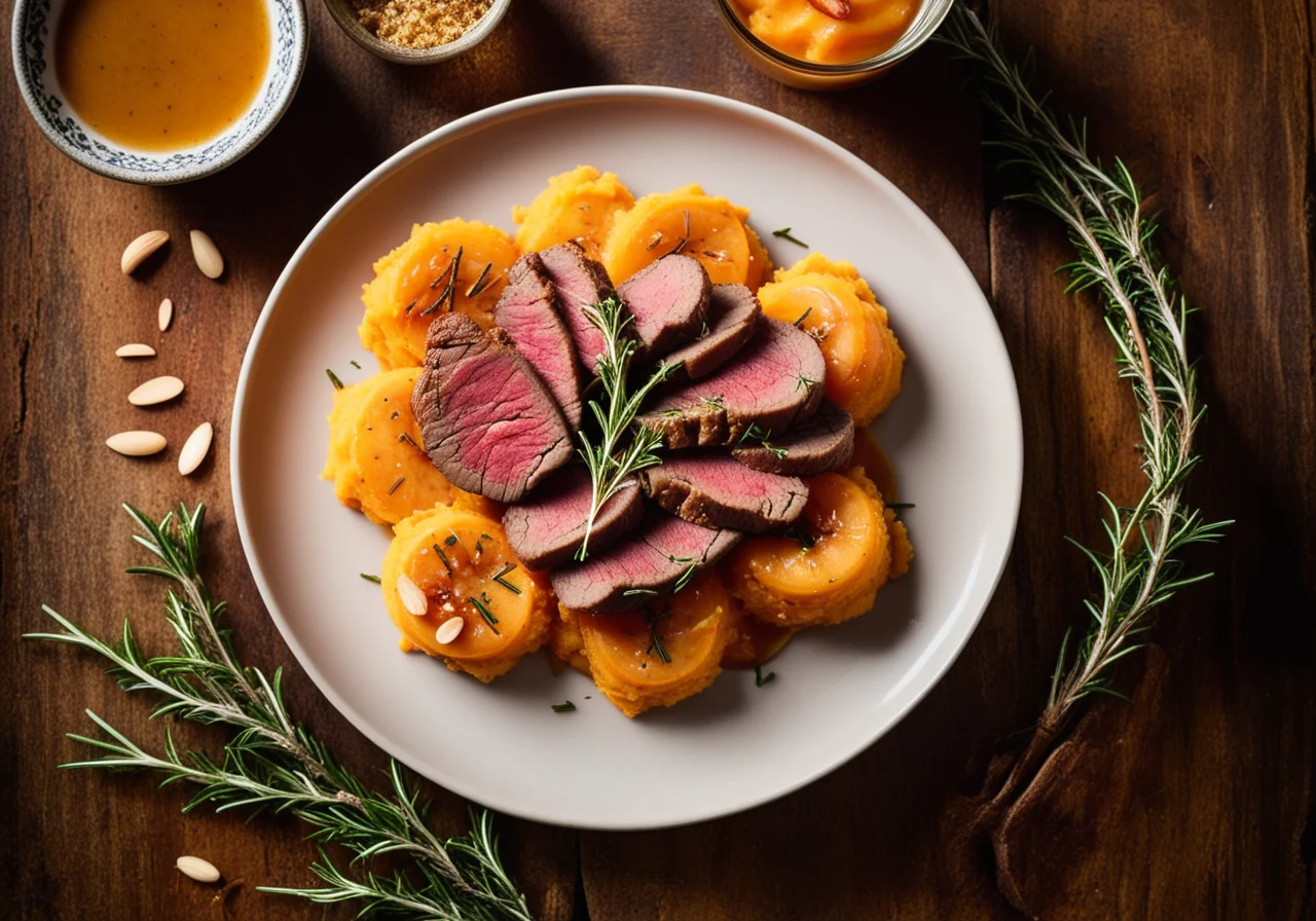 Filet of Beef in Sherry Jus, Shrimp in Sardine Coating