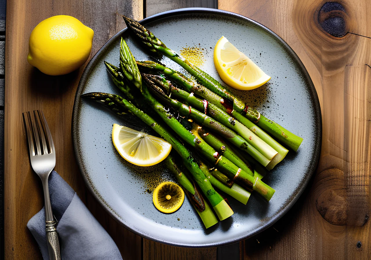 Grilled Green Asparagus with Lemon Sauce