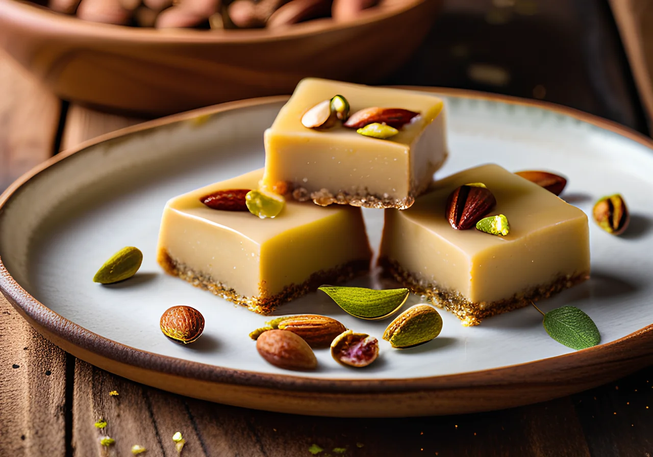 Almond Milk Confection with Pistachios (Barfi)