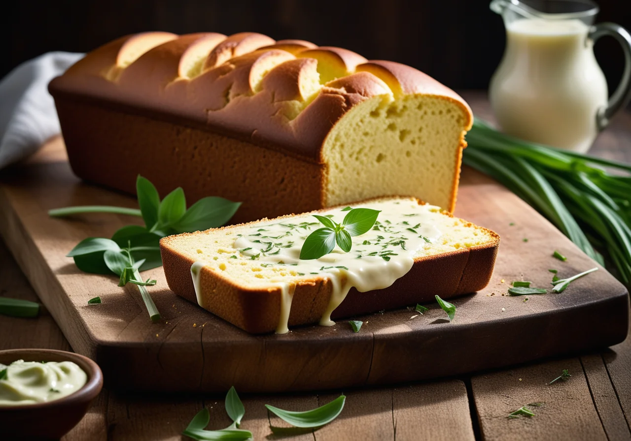 Cornbread with Quark and Wild Garlic