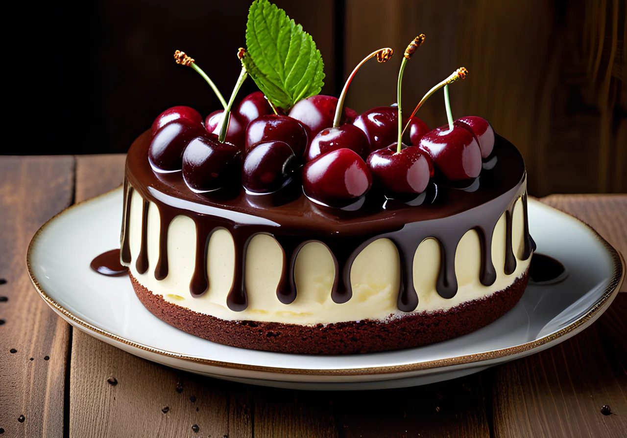 Cream Cake with Cherries