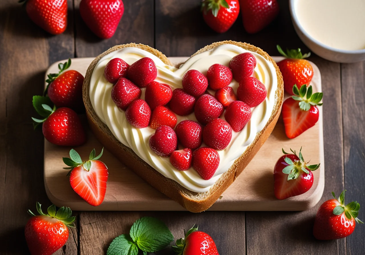 Heart Sandwich with Strawberries