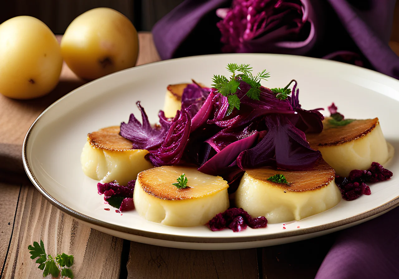 Roast Goose with Red Cabbage and Potato Dumplings
