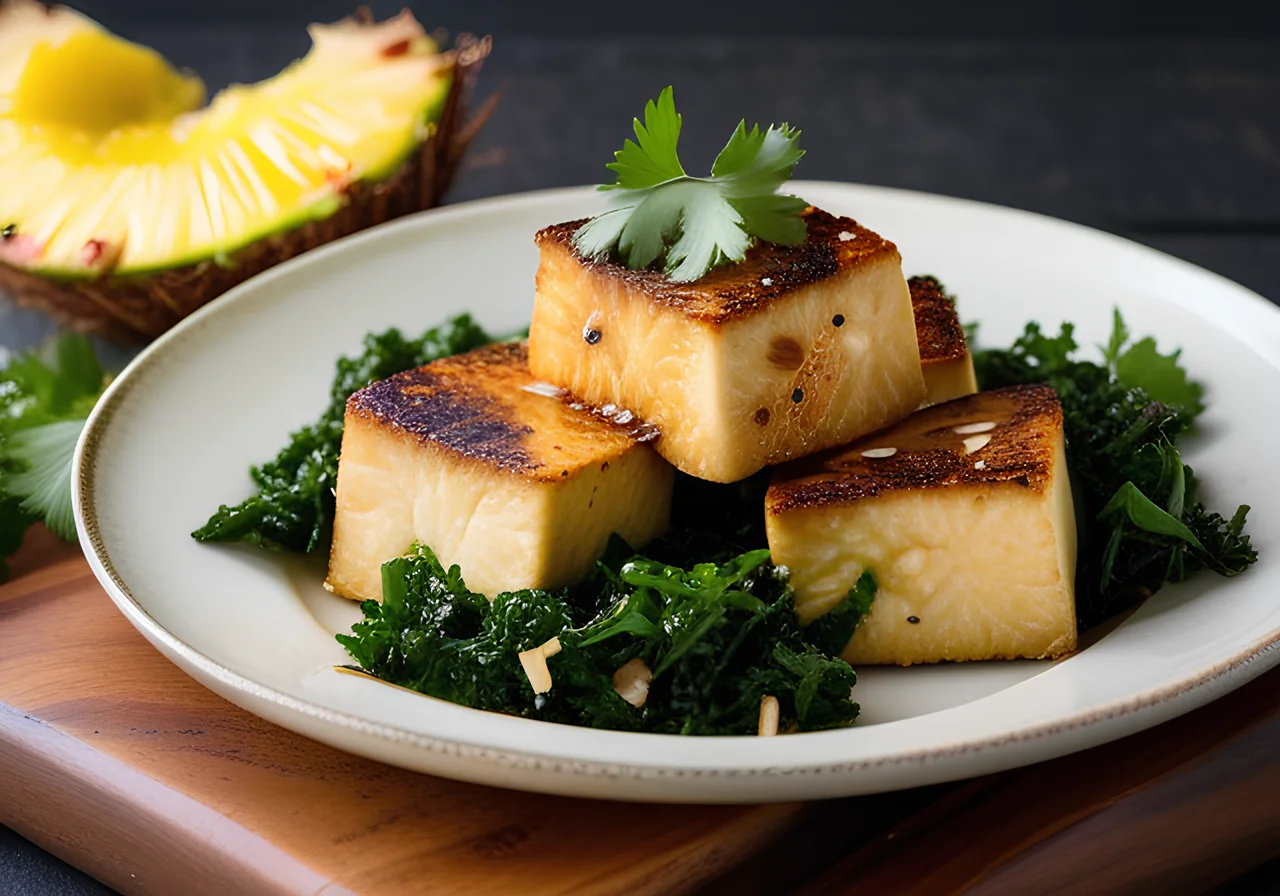 Coconut Tofu on Pineapple Cabbage
