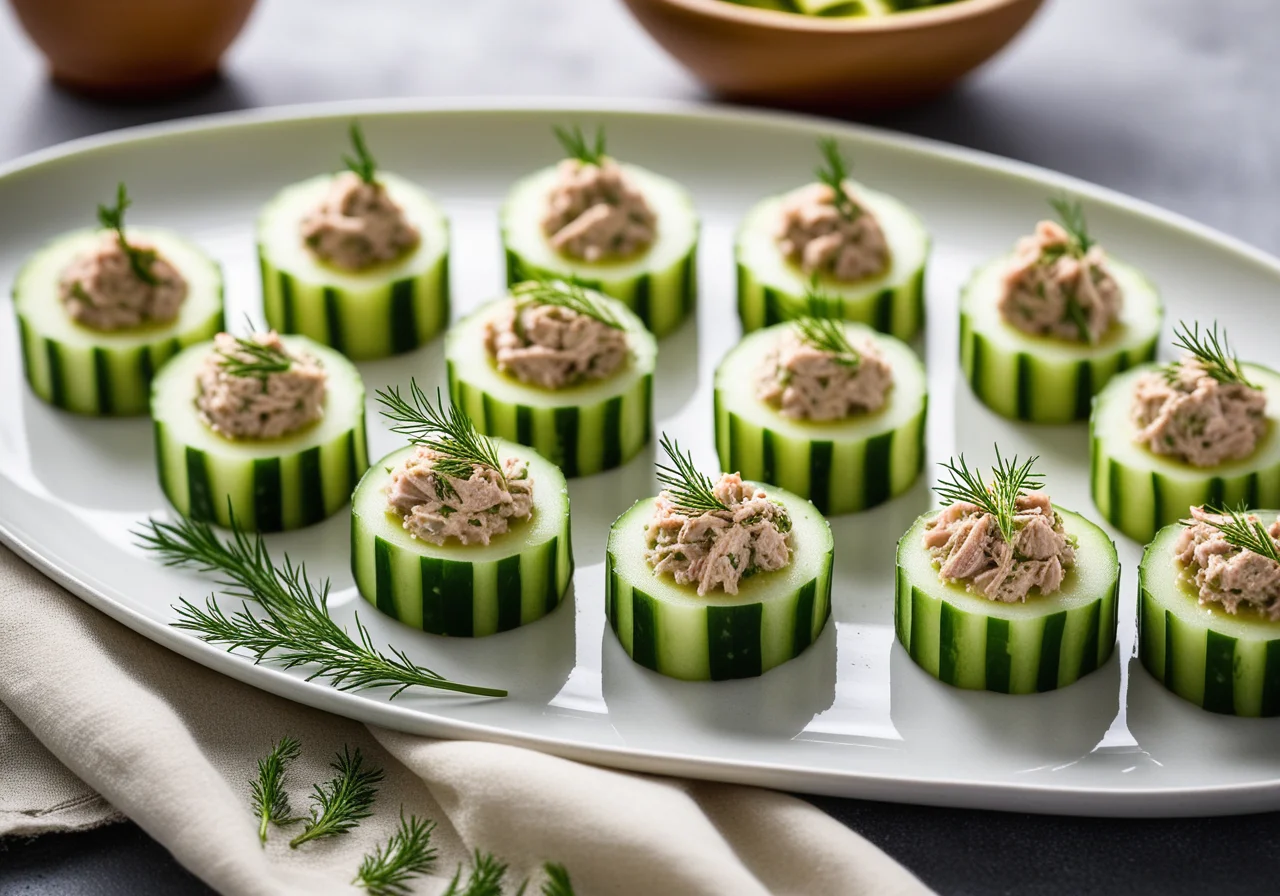 Cucumber cups filled with tuna