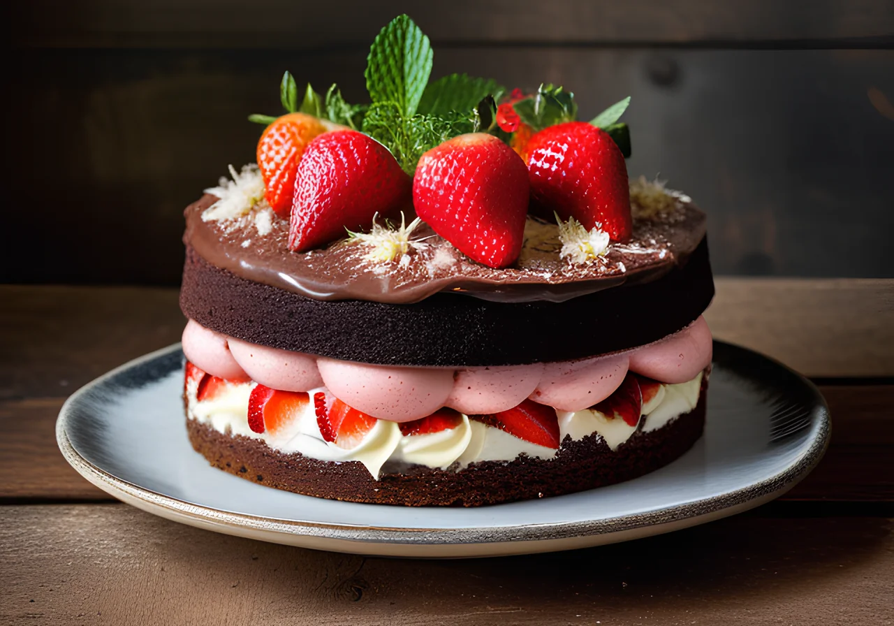 Chocolate Strawberry Cream Cake